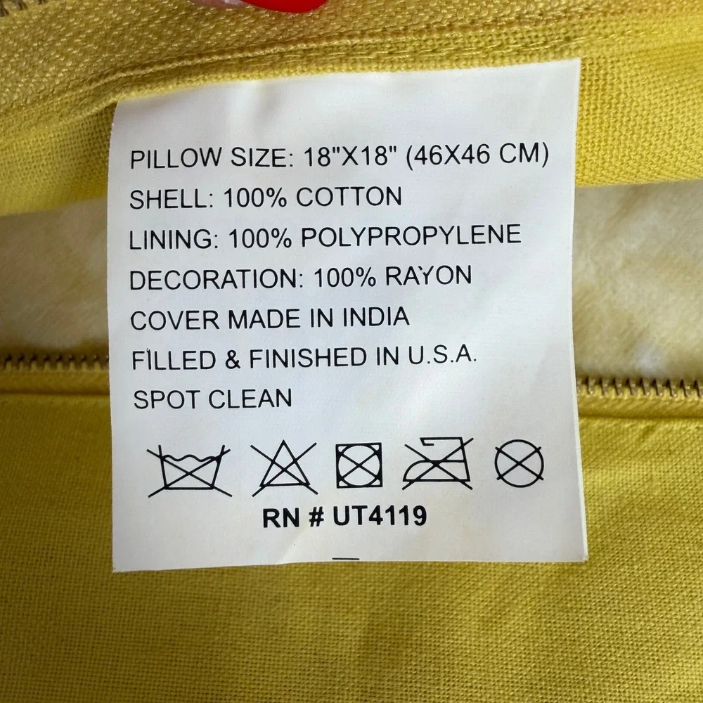Rifle Paper Co 18x18 Throw Pillow Cover Hello Sunshine Embroidered Loloi Yellow